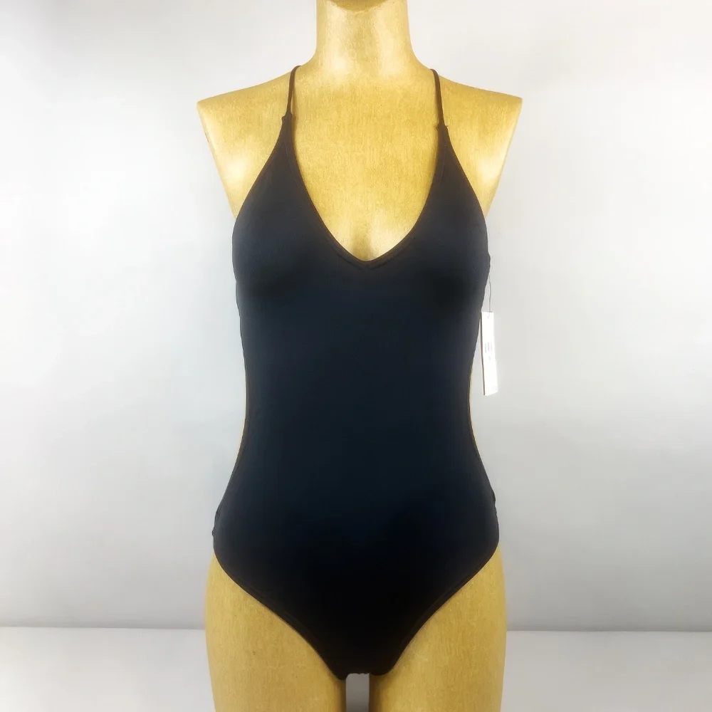 Vince Camuto 1 Piece Black Swimsuit with Gold Hardware Detail - Picture 4 of 10